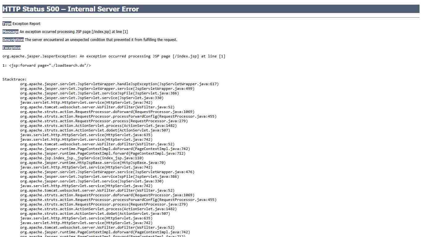 HTTP Status 500 – Internal Server Error